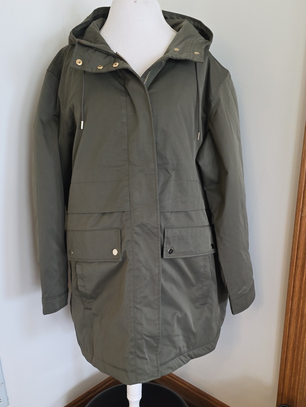 Liz Claiborne Olive Green Hooded Midweight Parka Jacket Anorak Women's 2X - NEW